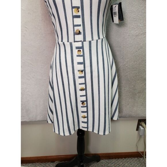 Iz Byer A Line Dress Women Small White Striped Polyester Sleeveless Button Front - Picture 3 of 9